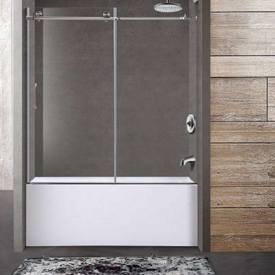 2020 High Quality Frameless Bathtub Shower Door Sliding Glass Shower Tub Door for Bathroom